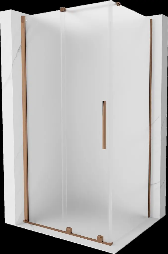 MEXEN/S Velar sprchový kout, posuvné dveře 100 x 75, dekor, růžové zlato 871-100-075-31-60