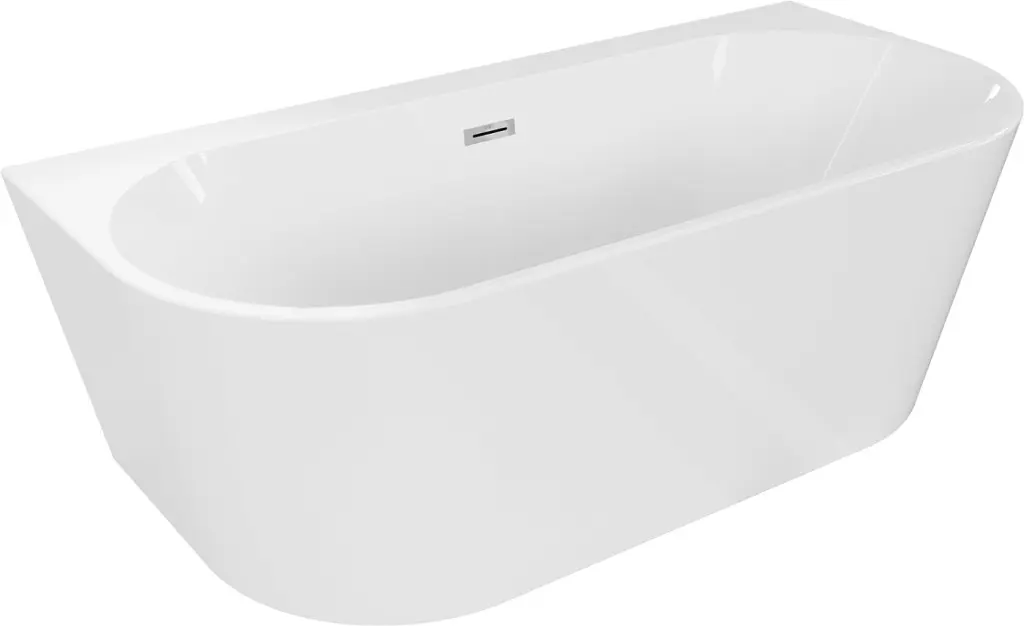 MEXEN/S Oval+ volně stojící vana przyścienna 170 x 80, bílá, sifon a přepad chrom 52681708000-01