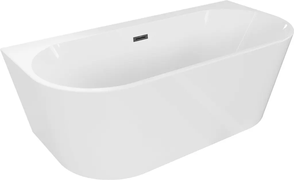 MEXEN/S Oval+ volně stojící vana przyścienna 170 x 80, bílá, sifon a přepad černá 52681708000-70