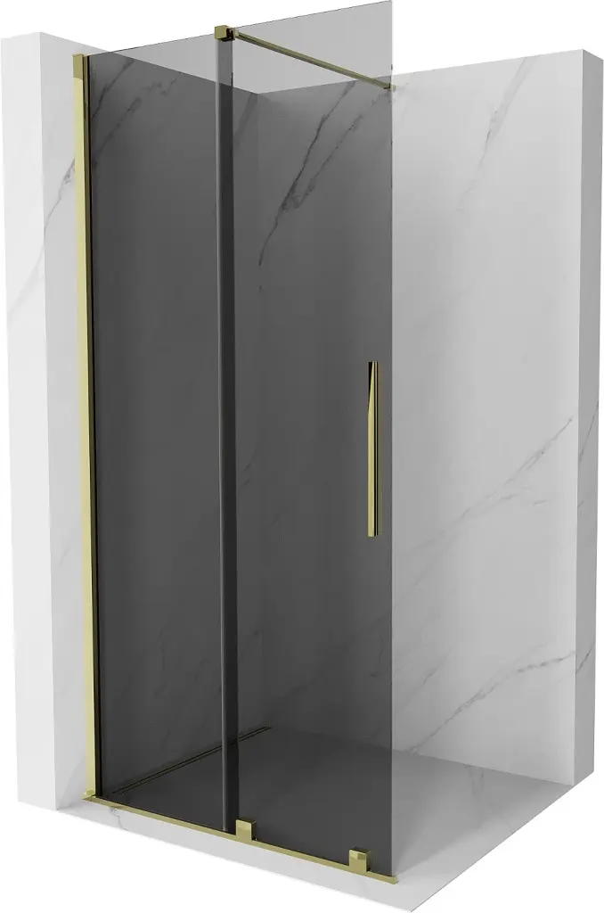 MEXEN/S Velar Sprchová zástěna posuvná Walk-in 70 x 200, grafit 8 mm, zlato 871-070-000-43-50