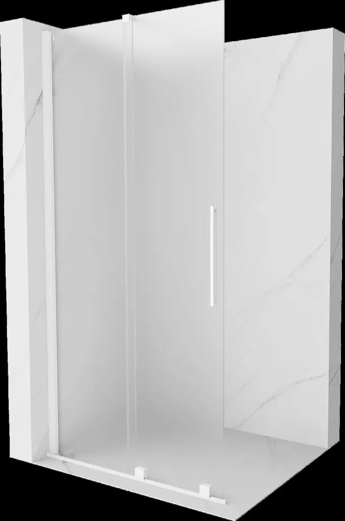 MEXEN/S Velar Sprchová zástěna posuvná Walk-in 75 x 200, dekor 8 mm, bílá 871-075-000-33-20