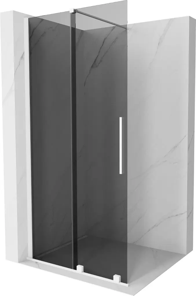 MEXEN/S Velar Sprchová zástěna posuvná Walk-in 75 x 200, grafit 8 mm, bílá 871-075-000-43-20