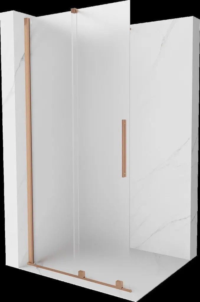 MEXEN/S Velar Sprchová zástěna posuvná Walk-in 80 x 200, dekor 8 mm, měď kartáčovaná 871-080-000-33-65