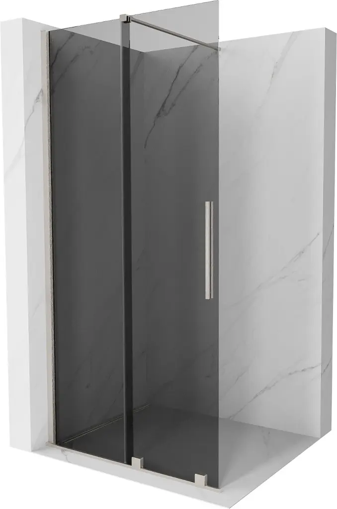 MEXEN/S Velar Sprchová zástěna posuvná Walk-in 80 x 200, grafit 8 mm, nikl kartáčovaná 871-080-000-43-97