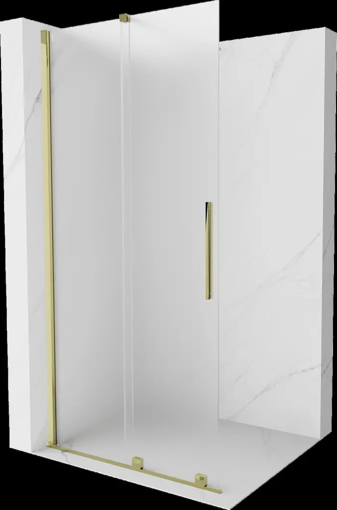 MEXEN/S Velar Sprchová zástěna posuvná Walk-in 85 x 200, dekor 8 mm, zlato 871-085-000-33-50