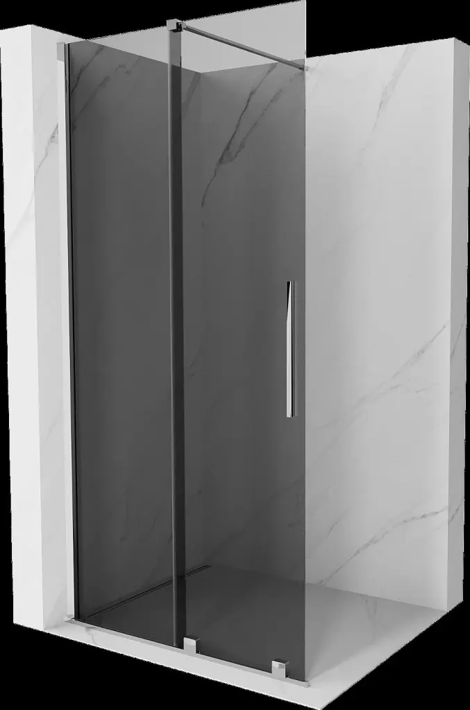 MEXEN/S Velar Sprchová zástěna posuvná Walk-in 85 x 200, grafit 8 mm, chrom 871-085-000-43-01
