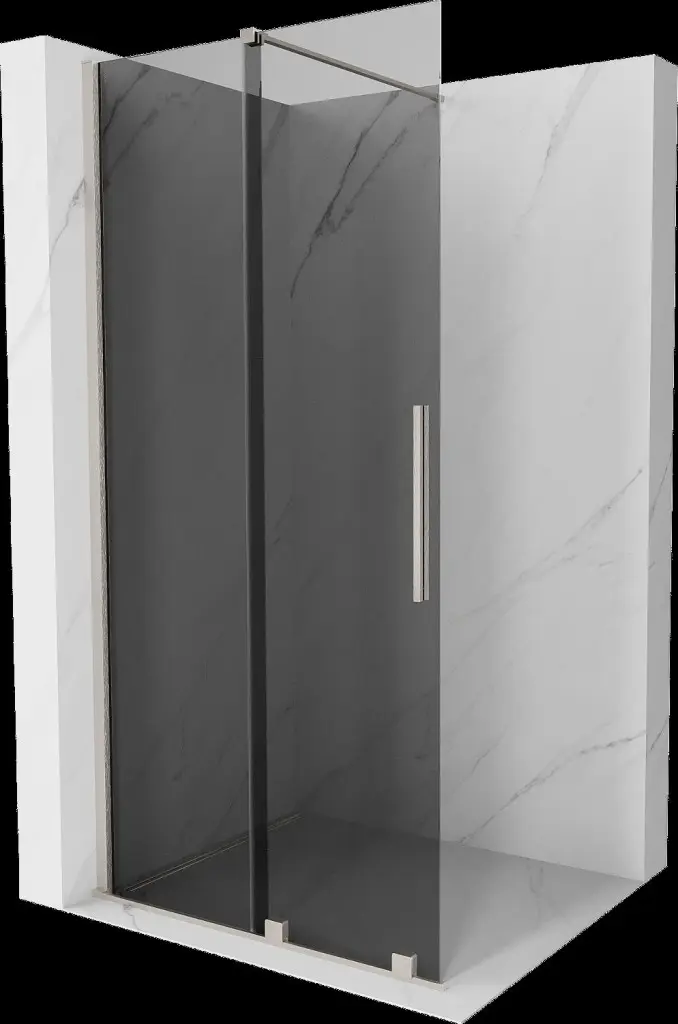 MEXEN/S Velar Sprchová zástěna posuvná Walk-in 85 x 200, grafit 8 mm, nikl kartáčovaná 871-085-000-43-97