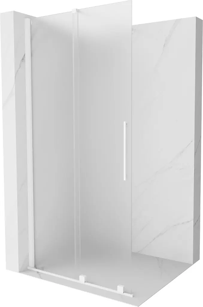 MEXEN/S Velar Sprchová zástěna posuvná Walk-in 100 x 200, dekor 8 mm, bílá 871-100-000-33-20