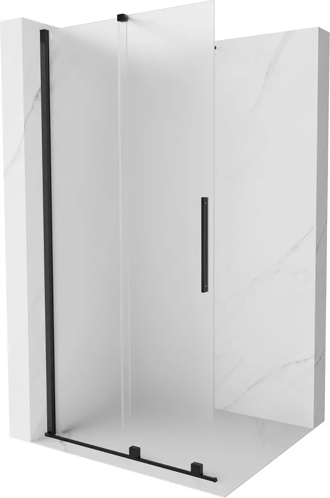 MEXEN/S Velar Sprchová zástěna posuvná Walk-in 100 x 200, dekor 8 mm, černá 871-100-000-33-70
