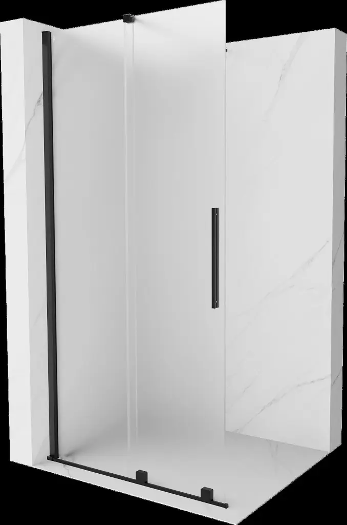 MEXEN/S Velar Sprchová zástěna posuvná Walk-in 120 x 200, dekor 8 mm, černá 871-120-000-33-70