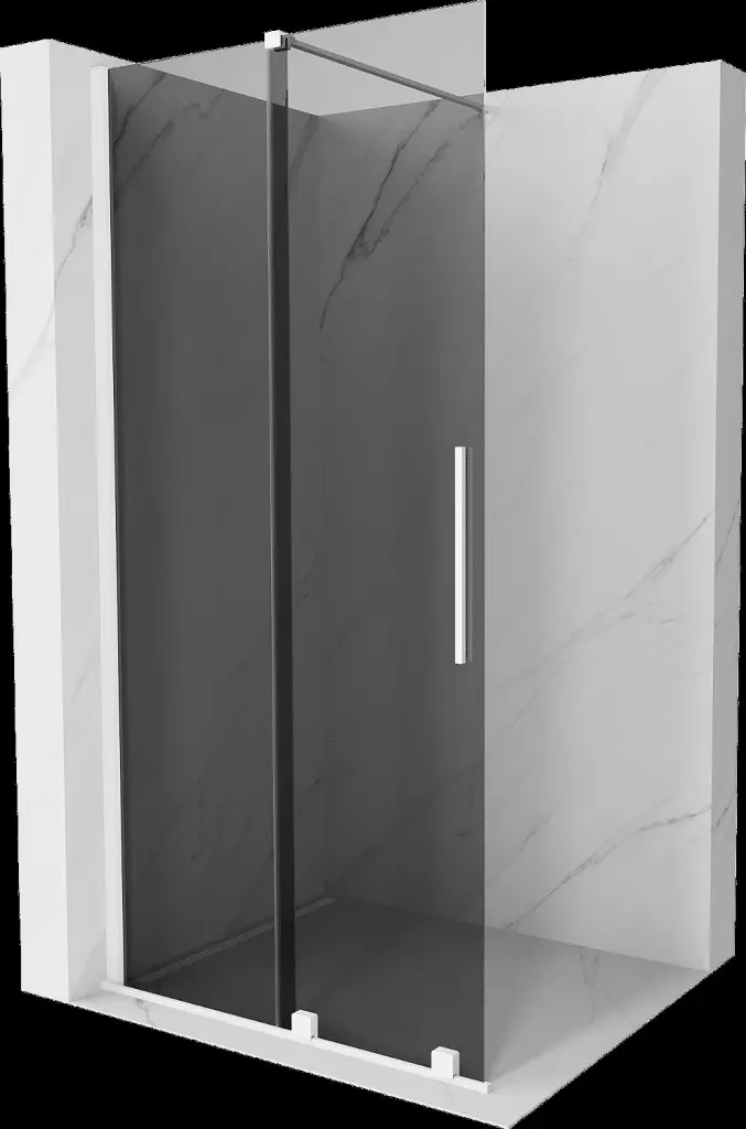 MEXEN/S Velar Sprchová zástěna posuvná Walk-in 120 x 200, grafit 8 mm, bílá 871-120-000-43-20