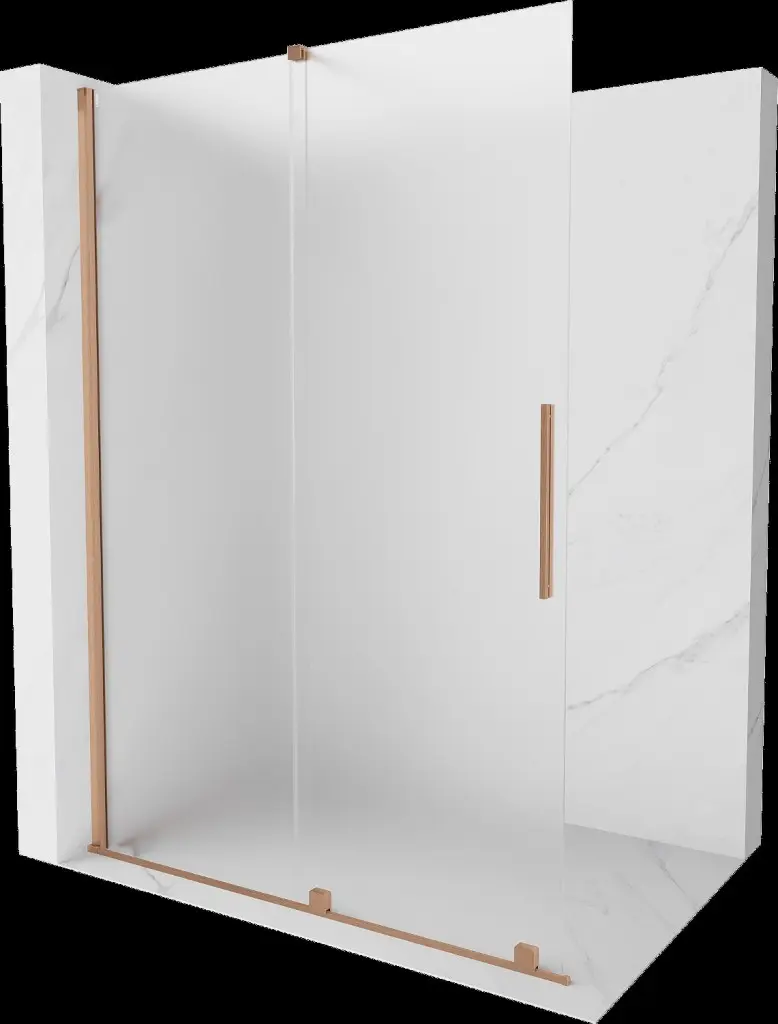 MEXEN/S Velar Sprchová zástěna posuvná Walk-in 130 x 200, dekor 8 mm, měď kartáčovaná 871-130-000-33-65