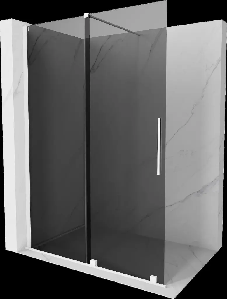 MEXEN/S Velar Sprchová zástěna posuvná Walk-in 130 x 200, grafit 8 mm, bílá 871-130-000-43-20