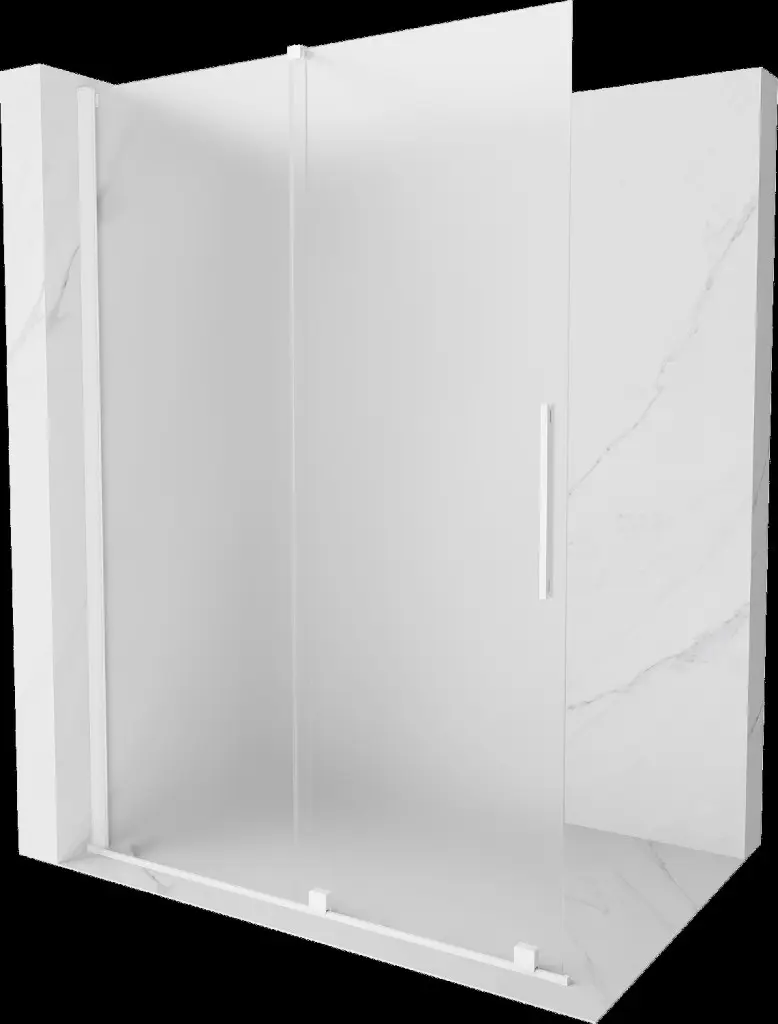 MEXEN/S Velar Sprchová zástěna posuvná Walk-in 150 x 200, dekor 8 mm, bílá 871-150-000-33-20
