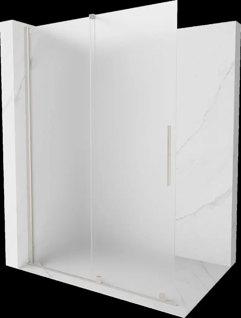 MEXEN/S Velar Sprchová zástěna posuvná Walk-in 150 x 200, dekor 8 mm, nikl kartáčovaná 871-150-000-33-97