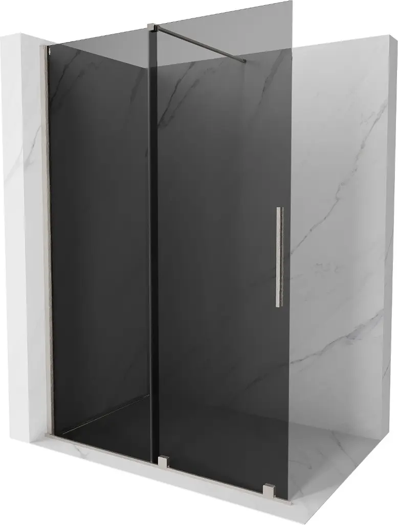 MEXEN/S Velar Sprchová zástěna posuvná Walk-in 150 x 200, grafit 8 mm, nikl kartáčovaná 871-150-000-43-97