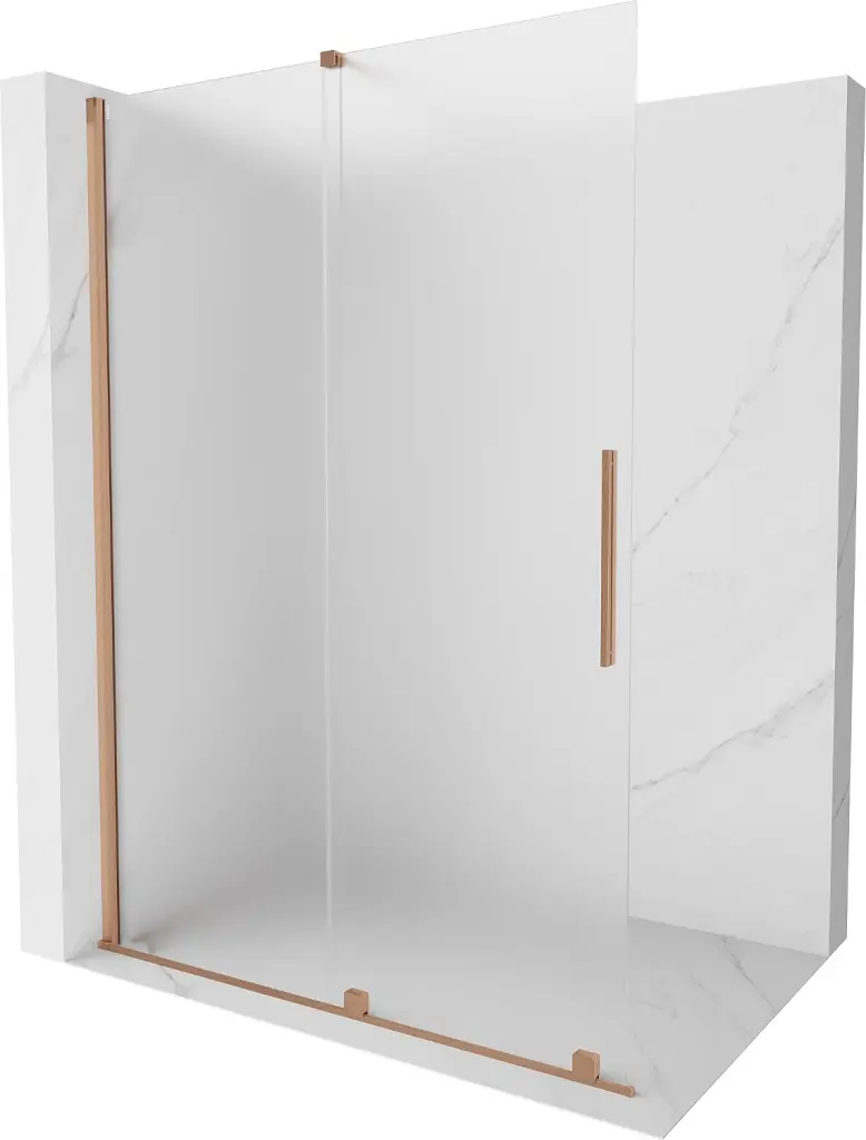 MEXEN/S Velar Sprchová zástěna posuvná Walk-in 160 x 200, dekor 8 mm, měď kartáčovaná 871-160-000-33-65