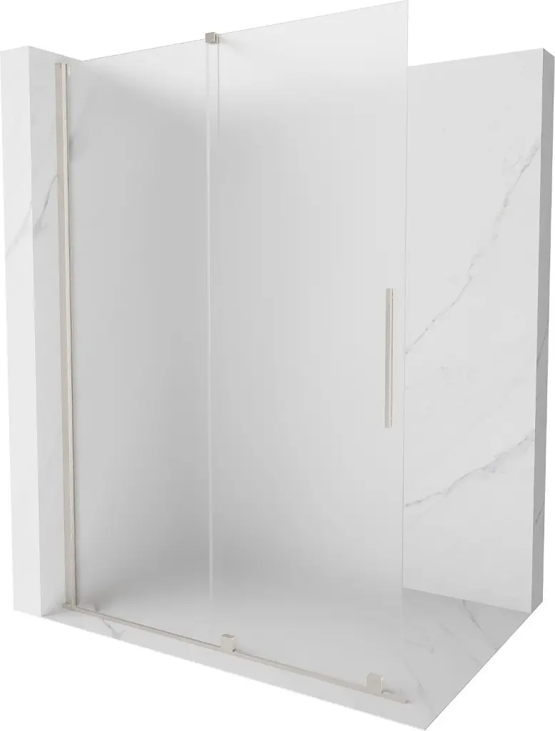 MEXEN/S Velar Sprchová zástěna posuvná Walk-in 160 x 200, dekor 8 mm, nikl kartáčovaná 871-160-000-33-97