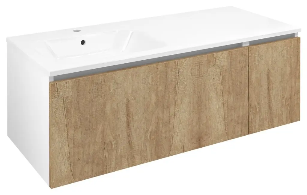SAPHO LOREA skříňka 120x46x51,5cm (90+30cm), levá, dub alabama/bílá mat LE090-2231-L-02