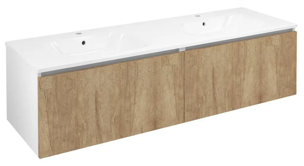 SAPHO LOREA skříňka 180x46x51,5cm (90+90cm), dub alabama/bílá mat LE090-2231-02