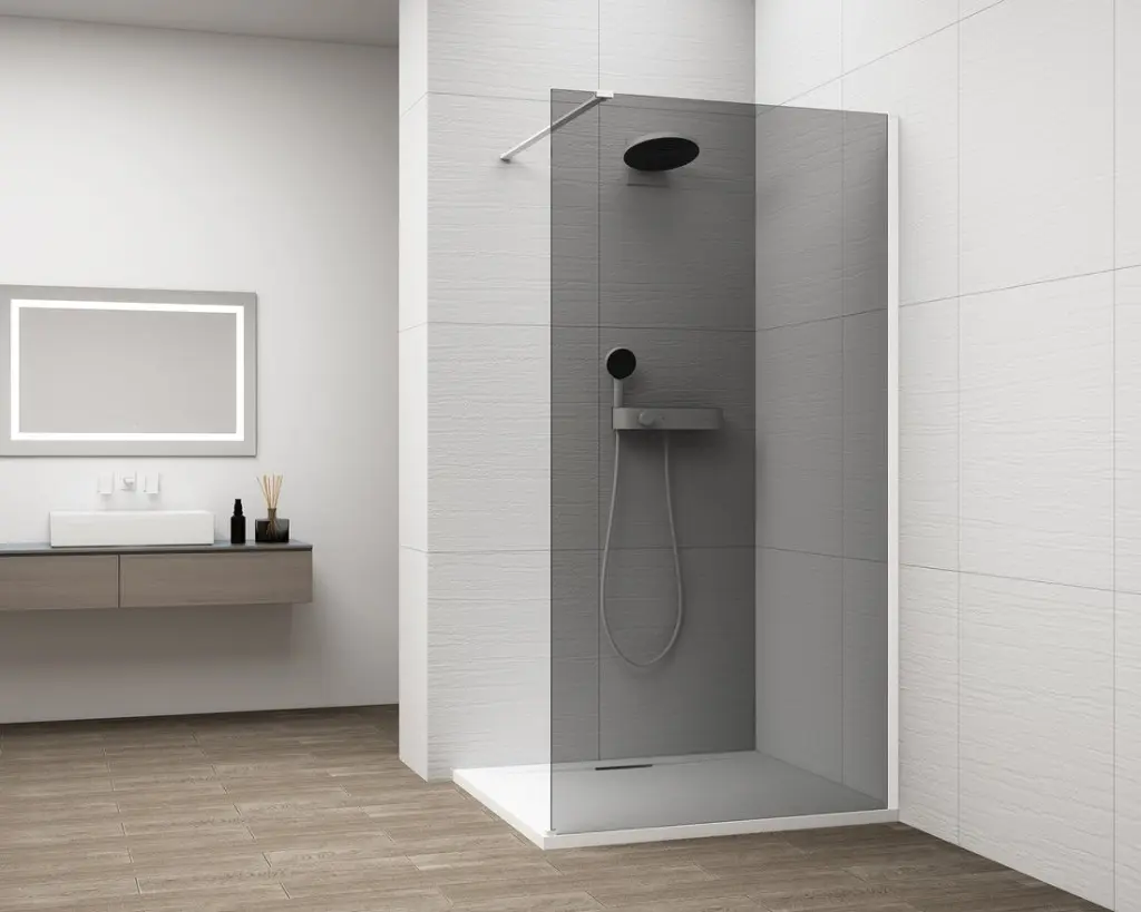 Polysan ESCA WHITE MATT jednodílná sprchová zástěna k instalaci ke stěně, kouřové sklo, 700 mm