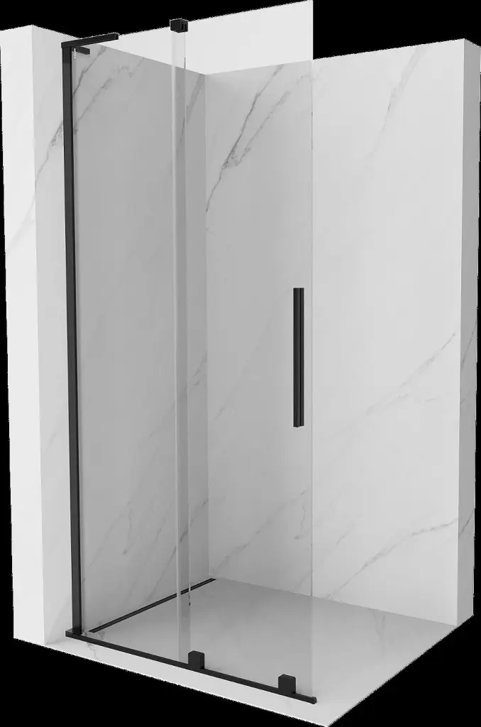 MEXEN/S Velar L Sprchová zástěna posuvná Walk-in 120 x 200, transparent 8 mm, černá 871-120-003-03-70