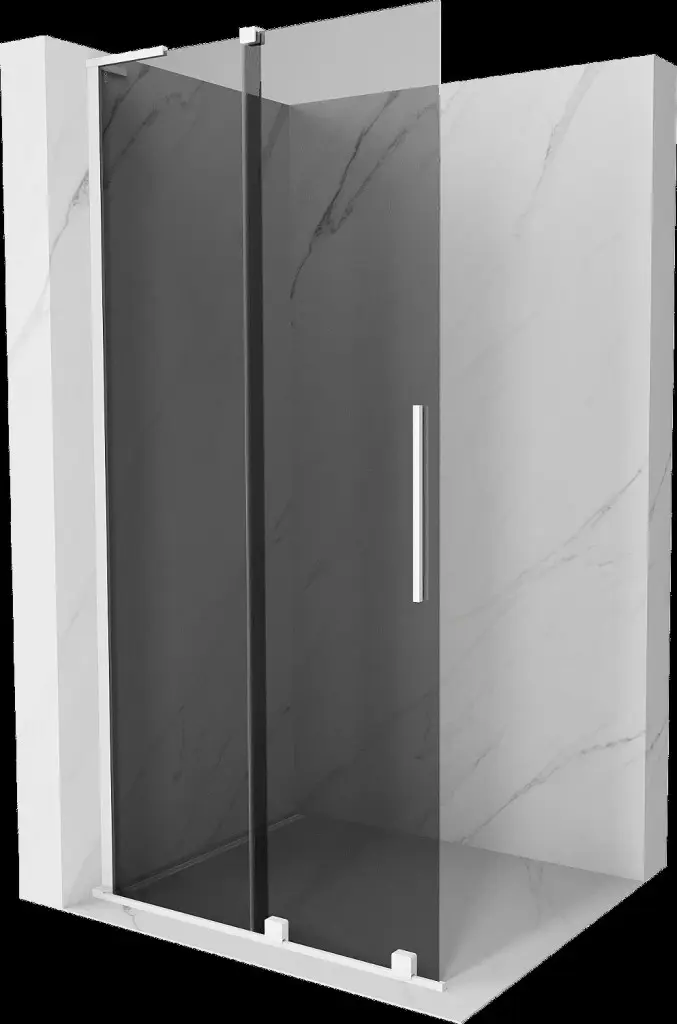 MEXEN/S Velar L Sprchová zástěna posuvná Walk-in 110 x 200, grafit 8 mm, bílá 871-110-003-43-20