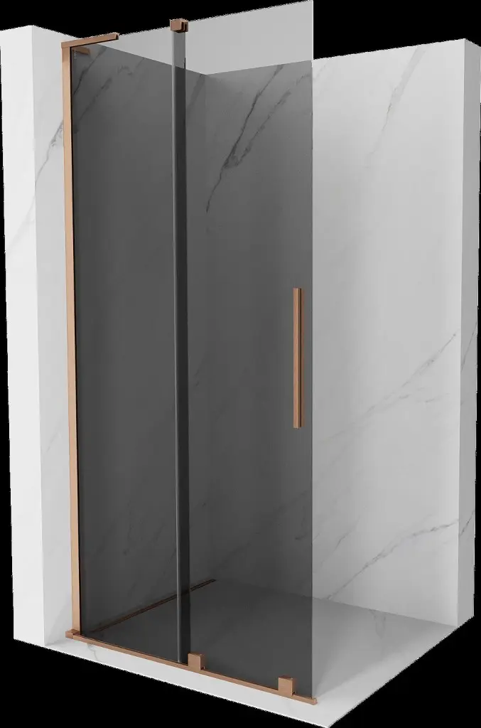 MEXEN/S Velar L Sprchová zástěna posuvná Walk-in 110 x 200, grafit 8 mm, měď kartáčovaná 871-110-003-43-65