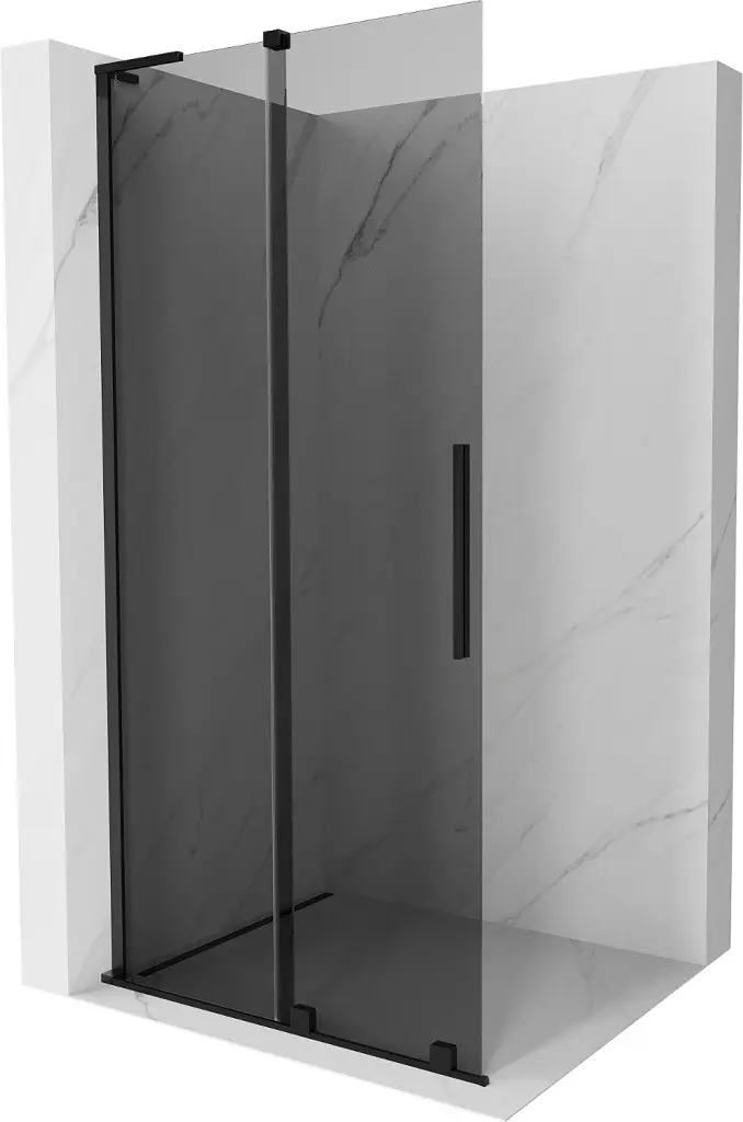 MEXEN/S Velar L Sprchová zástěna posuvná Walk-in 110 x 200, grafit 8 mm, černá 871-110-003-43-70