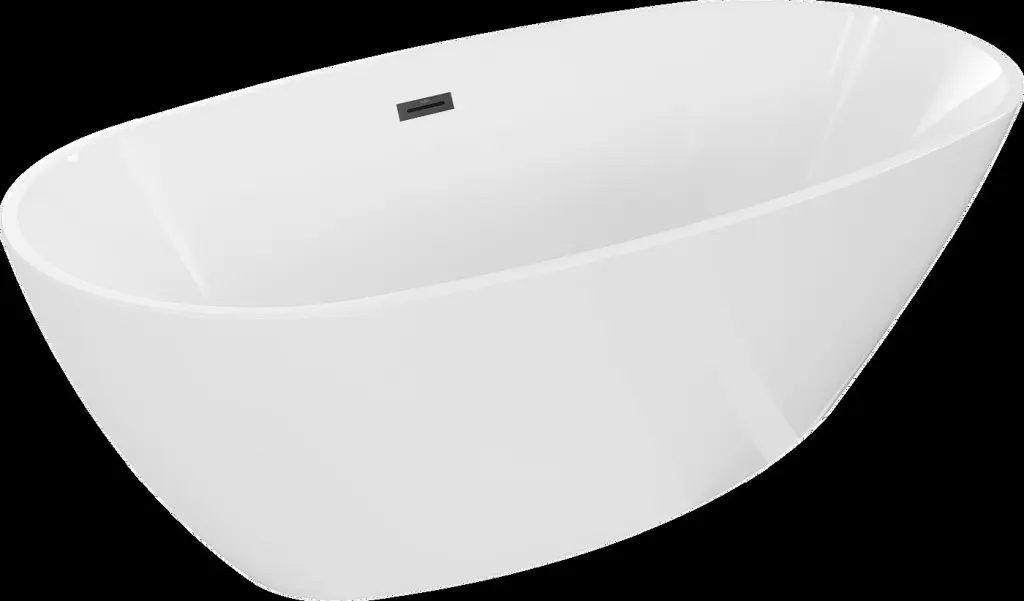 MEXEN/S Eris volně stojící vana 180 x 95, bílá, sifon a přepad černá 53441809500-70