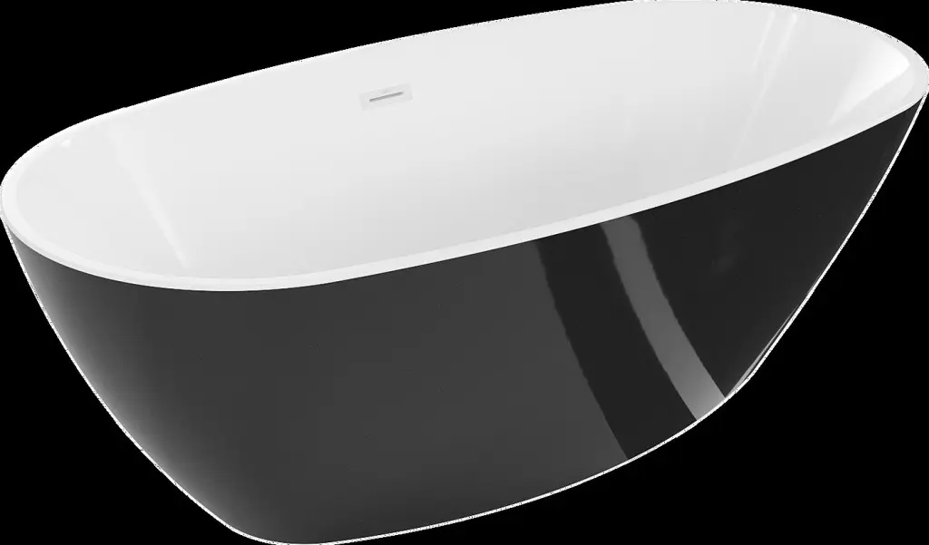 MEXEN/S Eris volně stojící vana 180 x 95, bílá/černá, sifon a přepad bílá 53441809575-20