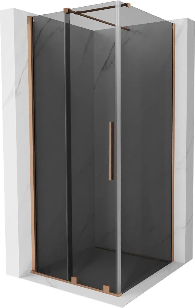 MEXEN/S Velar sprchový kout, posuvné dveře 90 x 90, grafit, měď kartáčovaná 871-090-090-41-65