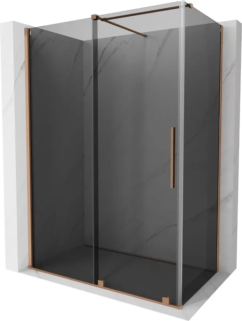 MEXEN/S Velar sprchový kout, posuvné dveře 150 x 80, grafit, měď kartáčovaná 871-150-080-41-65