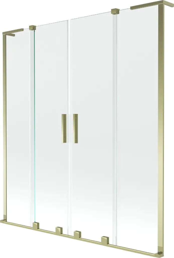 MEXEN/S Velar L Duo dvoukřídlá posuvná vanová zástěna 150 x 150, transparent, zlatá 896-150-003-02-50