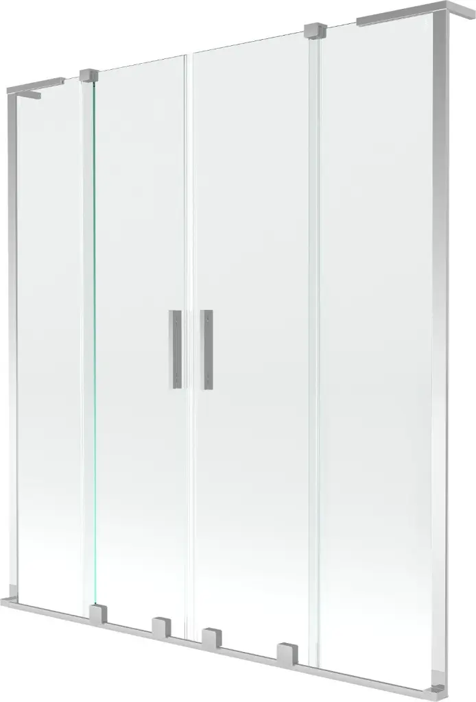 MEXEN/S Velar L Duo dvoukřídlá posuvná vanová zástěna 160 x 150, transparent, chrom 896-160-003-02-01