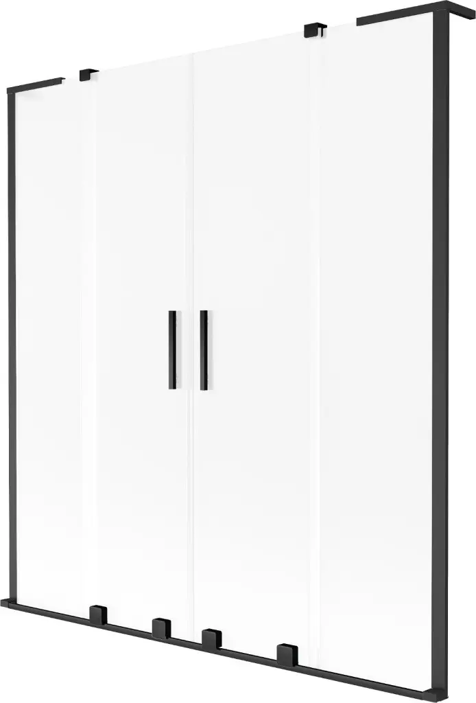 MEXEN/S Velar L Duo dvoukřídlá posuvná vanová zástěna 160 x 150, dekor, černá 896-160-003-32-70