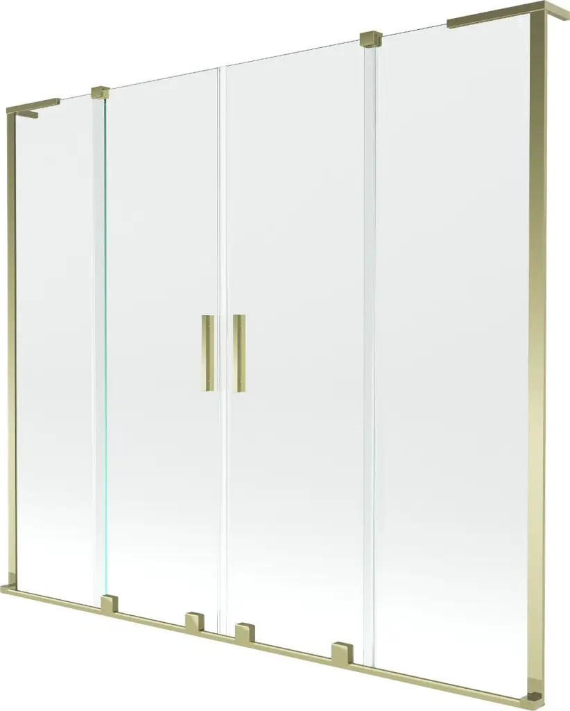 MEXEN/S Velar L Duo dvoukřídlá posuvná vanová zástěna 170 x 150, transparent, zlatá 896-170-003-02-50