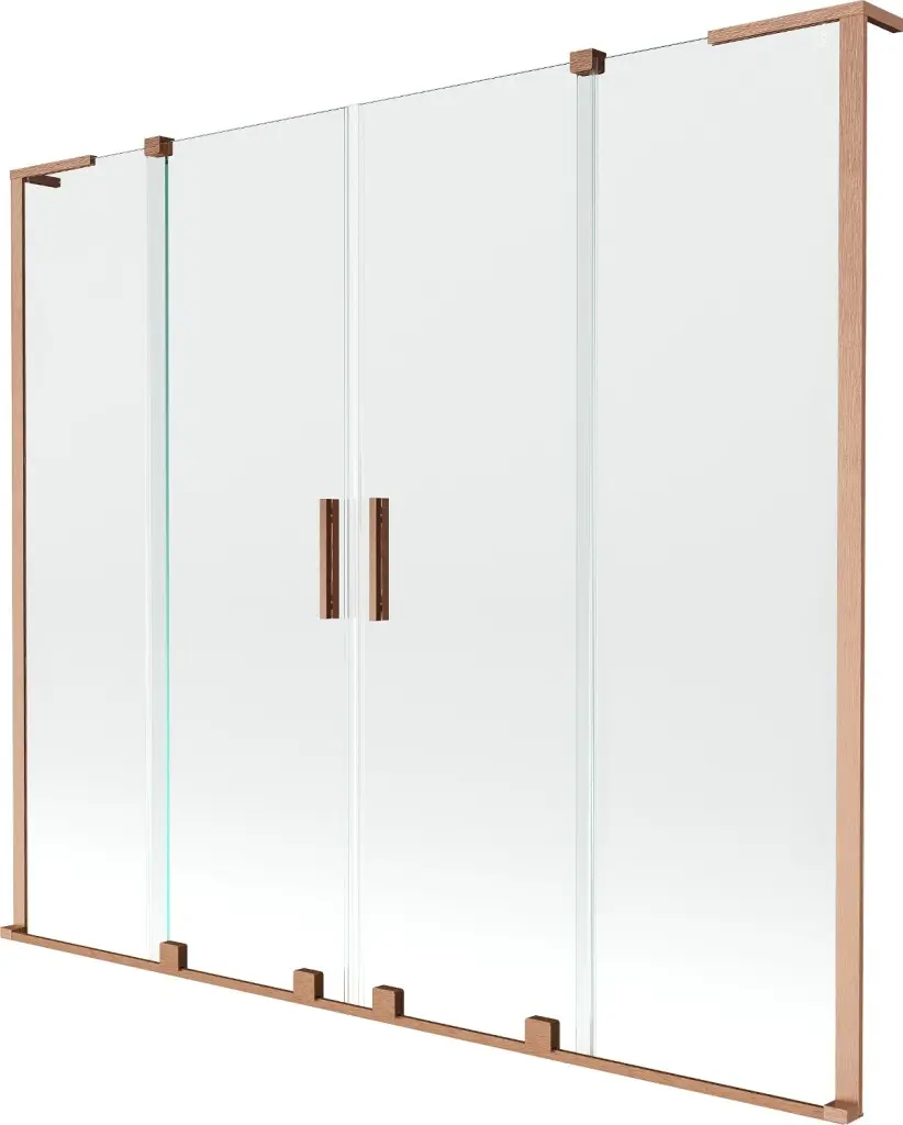 MEXEN/S Velar L Duo dvoukřídlá posuvná vanová zástěna 170 x 150, transparent, měď kartáčovaná 896-170-003-02-65