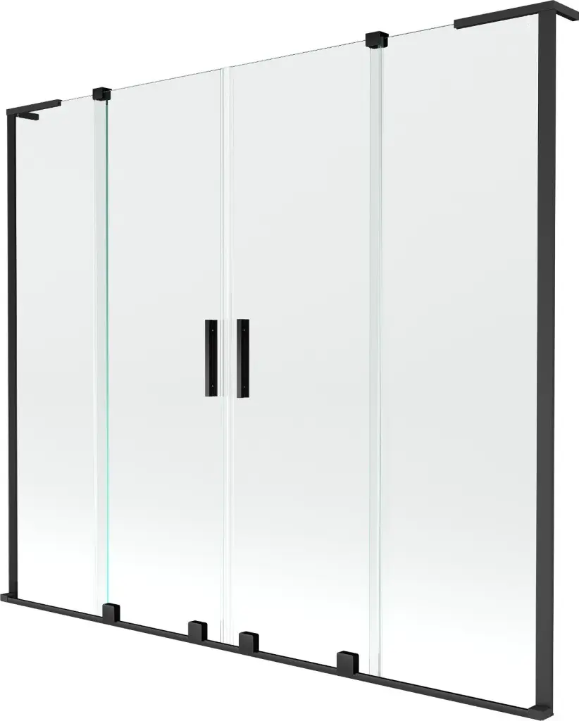 MEXEN/S Velar L Duo dvoukřídlá posuvná vanová zástěna 170 x 150, transparent, černá 896-170-003-02-70