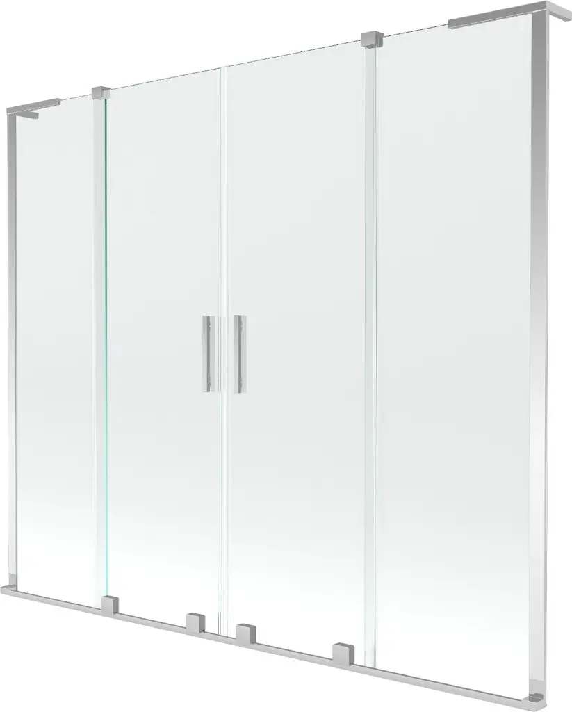 MEXEN/S Velar L Duo dvoukřídlá posuvná vanová zástěna 200 x 150, transparent, chrom 896-200-003-02-01