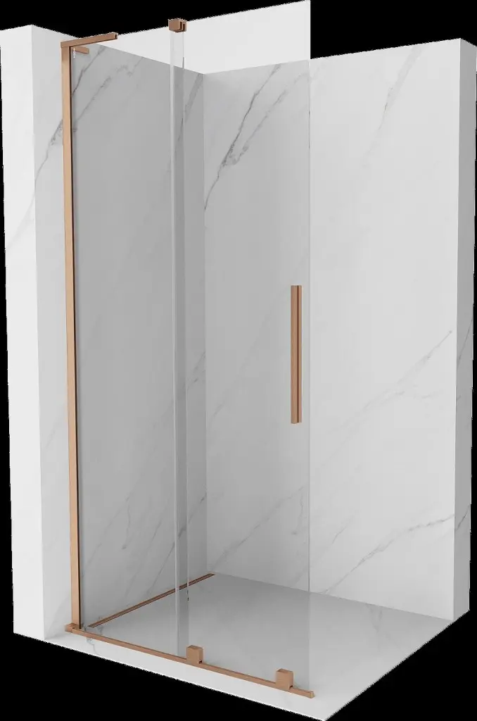 MEXEN/S Velar L Sprchová zástěna posuvná Walk-in 90 x 200, transparent 8 mm, měď kartáčovaná 871-090-003-03-65
