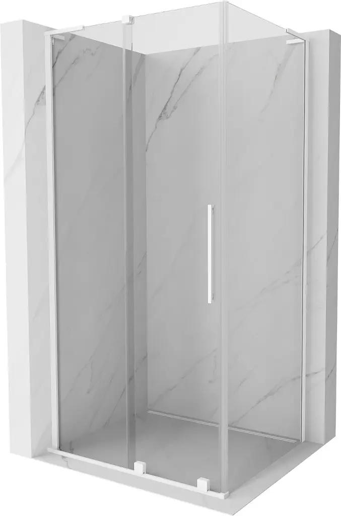 MEXEN/S Velar L sprchový kout, posuvné dveře 90 x 75, transparent, bílá 871-090-075-03-20