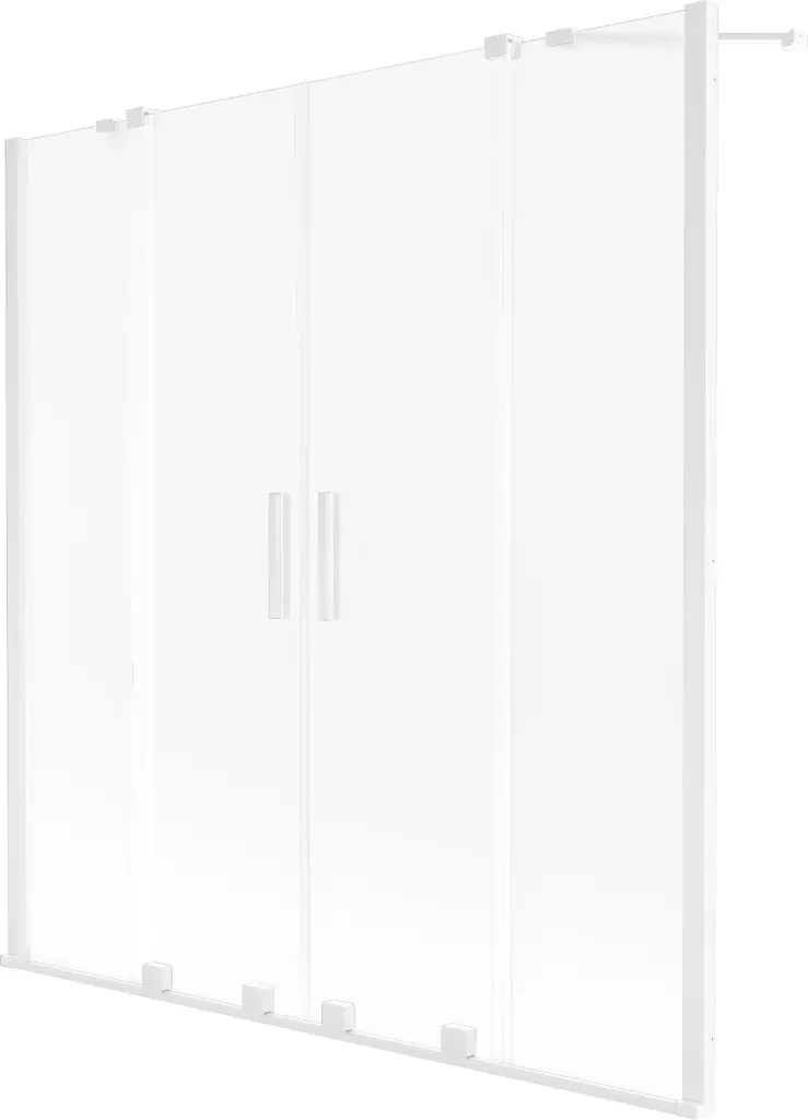 MEXEN/S Velar Duo dvoukřídlá posuvná vanová zástěna 160 x 150 cm, dekor, bílá 896-160-000-32-20