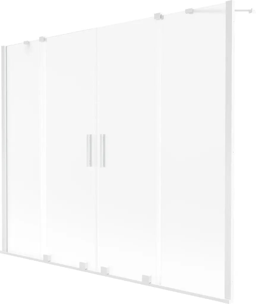 MEXEN/S Velar Duo dvoukřídlá posuvná vanová zástěna 200 x 150 cm, dekor, bílá 896-200-000-32-20