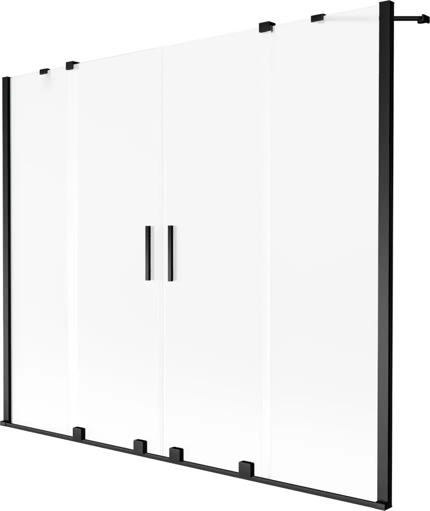 MEXEN/S Velar Duo dvoukřídlá posuvná vanová zástěna 200 x 150 cm, dekor, černá 896-200-000-32-70