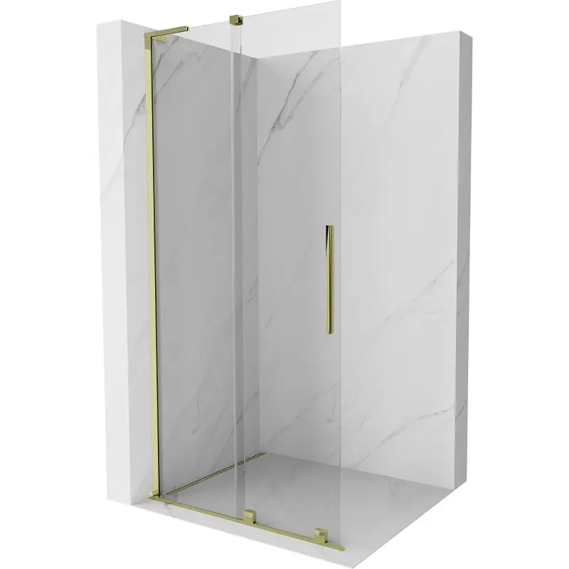 MEXEN/S Velar L Sprchová zástěna posuvná Walk-in 100 x 200, transparent 8 mm, zlato 871-100-003-03-50