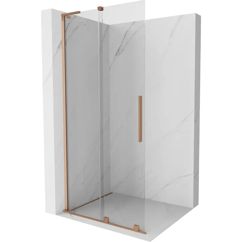 MEXEN/S Velar L Sprchová zástěna posuvná Walk-in 100 x 200, transparent 8 mm, měď kartáčovaná 871-100-003-03-65