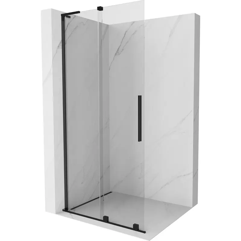 MEXEN/S Velar L Sprchová zástěna posuvná Walk-in 100 x 200, transparent 8 mm, černá 871-100-003-03-70