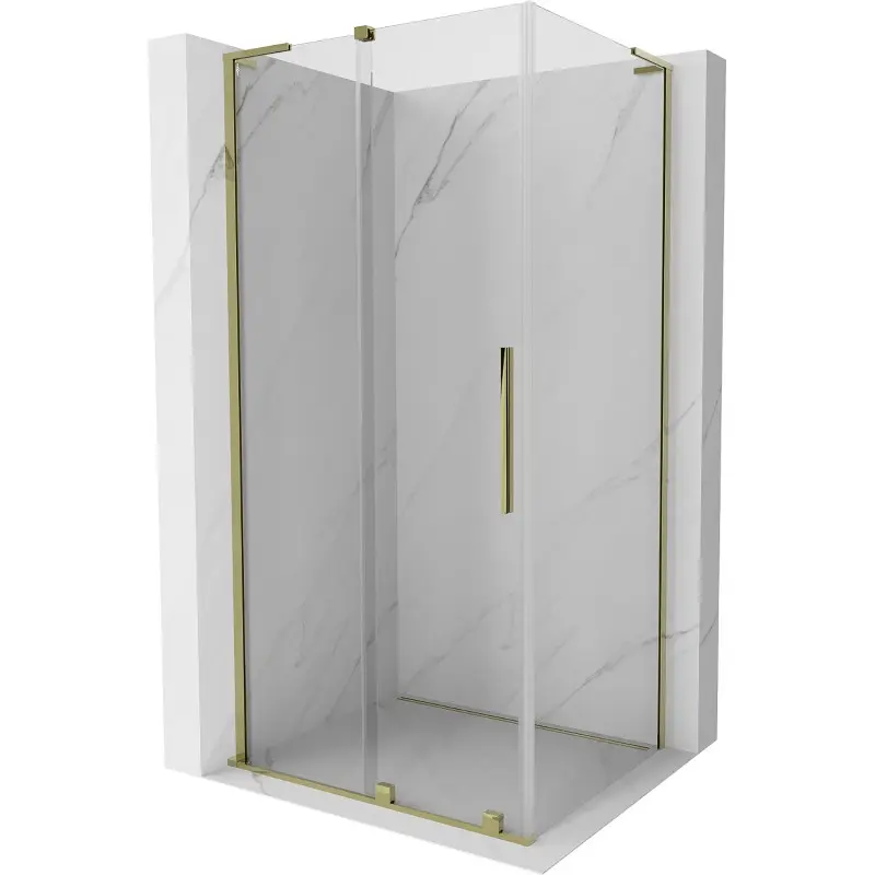 MEXEN/S Velar L sprchový kout, posuvné dveře 100 x 75, transparent, zlato 871-100-075-03-50