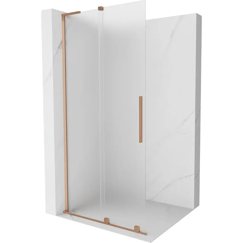 MEXEN/S Velar L Sprchová zástěna posuvná Walk-in 90 x 200, dekor 8 mm, měď kartáčovaná 871-090-003-33-65